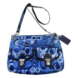 Coach Denim Blue Double Pocket Hobo Bag 19882 Crossbody *Flaws* GUC